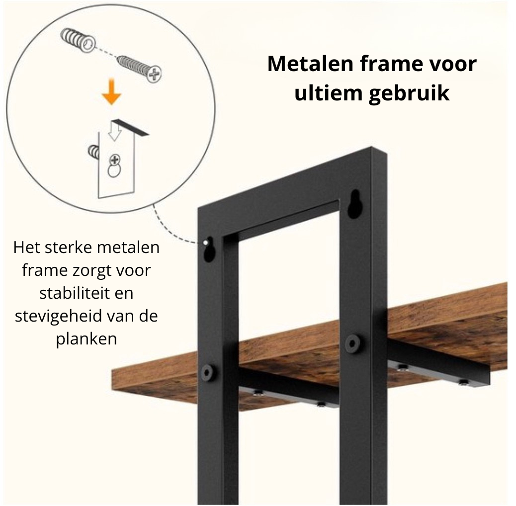 Étagères Murales Industrielles Lot de 2 – Étagères Murales en Bois avec Cadre en Métal Noir
