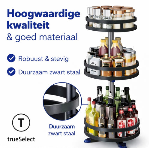 kruidenrek - Staand - 3 Laags - Draaibaar - 52cm Hoog - Verstelbaar - Zwart