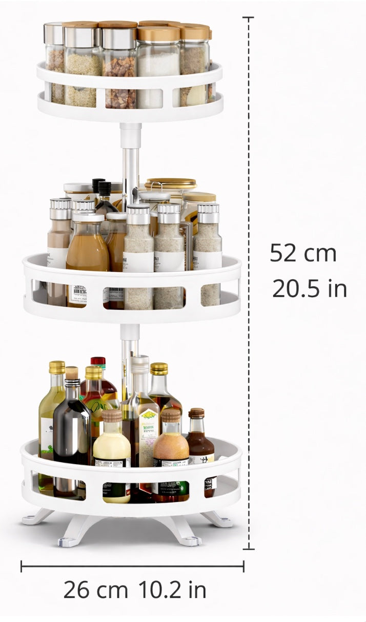 kruidenrek - Staand - 3 Laags - Draaibaar - 52cm Hoog - Verstelbaar - Wit