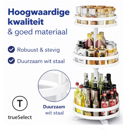 kruidenrek - Staand - 3 Laags - Draaibaar - 52cm Hoog - Verstelbaar - Wit