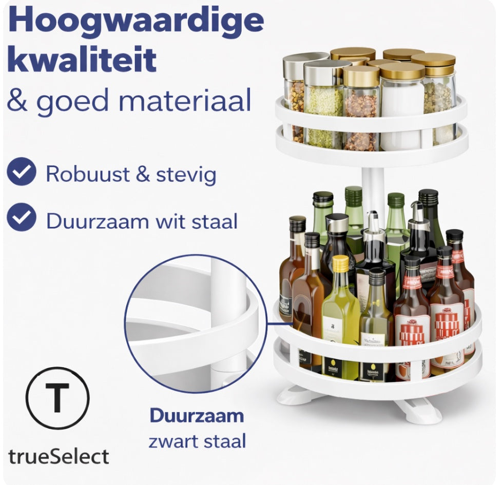 kruidenrek - Staand - Draaibaar - 2 Laags - 35cm Hoog - Wit