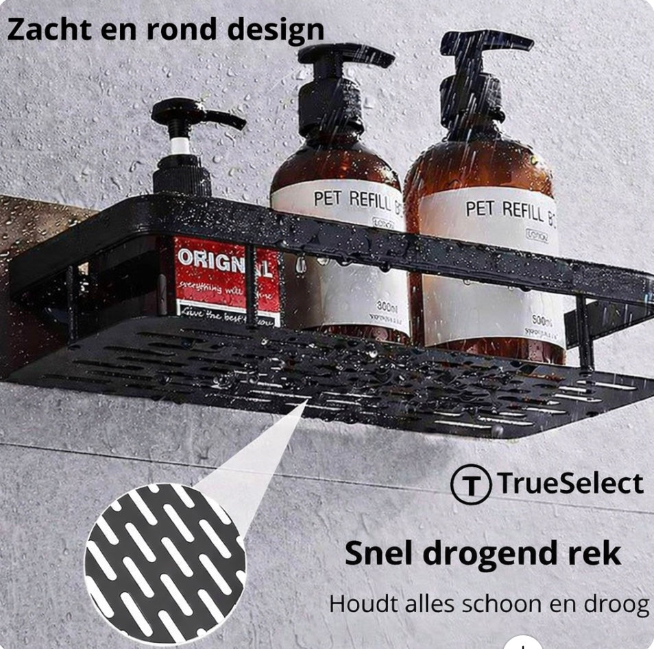 Support de shampooing - sans perçage - 2 niveaux - adhésif - étagère de salle de bain - doré