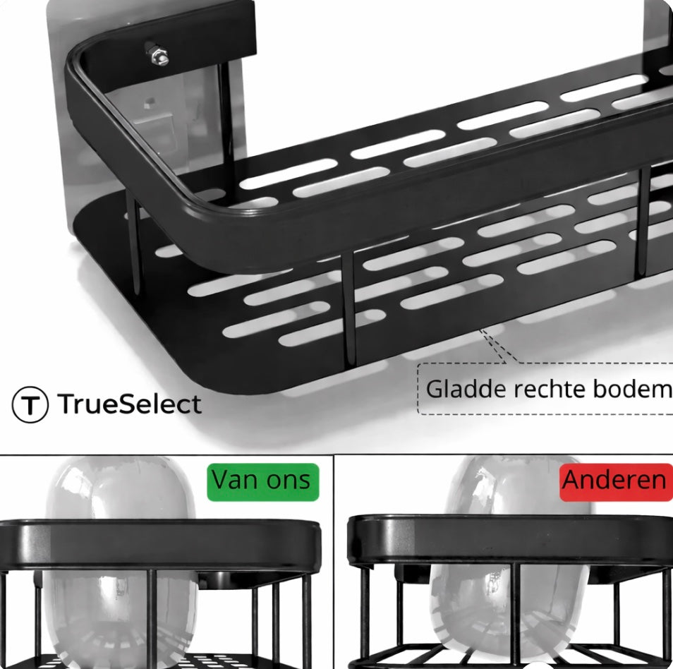 Support de shampooing - sans perçage - 2 niveaux - adhésif - étagère de salle de bain - doré