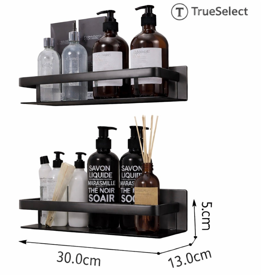 Porte-shampoing - sans perçage - 2 étages - adhésif - étagère de salle de bain - noir