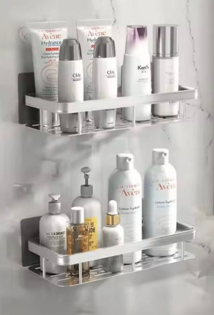 shampoo houder - zonder boren - 2 laags - zelfklevend - zilver