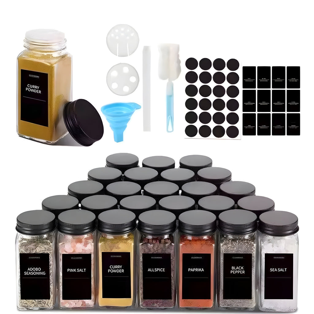 Kruidenpotjes Set 12 Stuks | Aluminium Deksel + Stickers & Accessoires