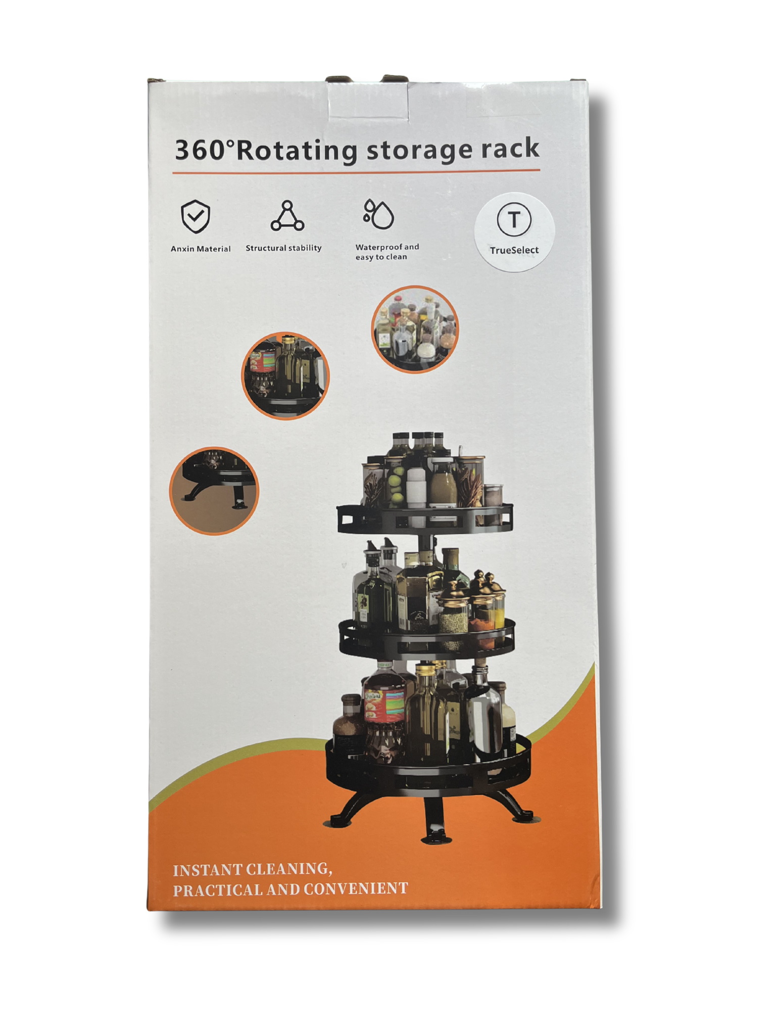 Étagère à épices - Sur pied - 3 Niveaux - Rotative - 52cm de haut - Réglable - Noir